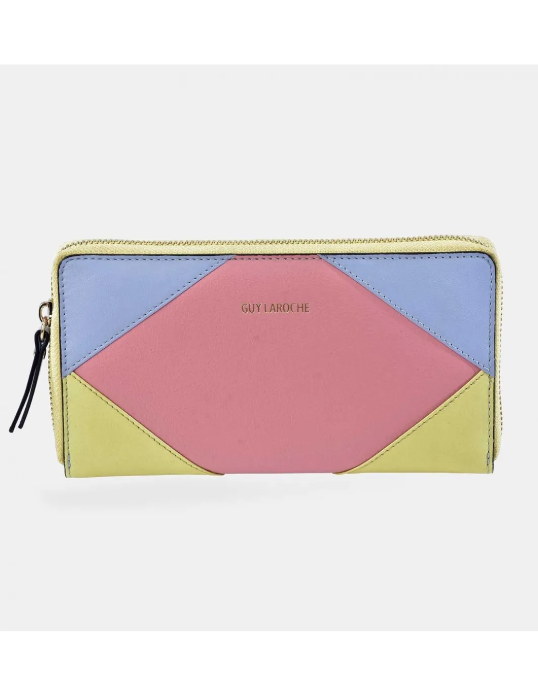 GUY LAROCHE monedero grande con cremallera para mujer en piel patchwork
