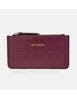GUY LAROCHE Monedero plano con cremallera para mujer en piel napa costura