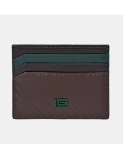 GUY LAROCHE tarjetero plano en piel combinada símil carbono para caballero