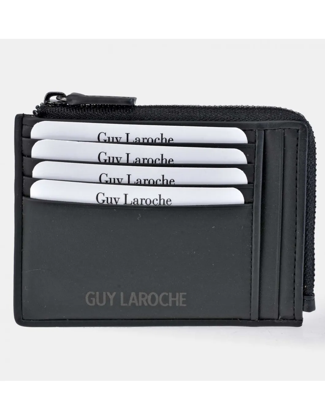 GUY LAROCHE Tarjetero plano cremallera en piel para hombre