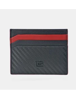 GUY LAROCHE tarjetero plano en piel combinada símil carbono para caballero