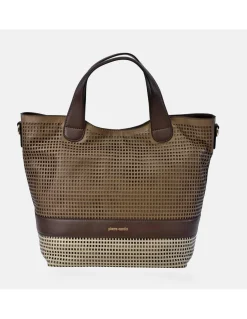 PIERRE CARDIN Bolso shopper con asas y bandolera para mujer en piel trenzado