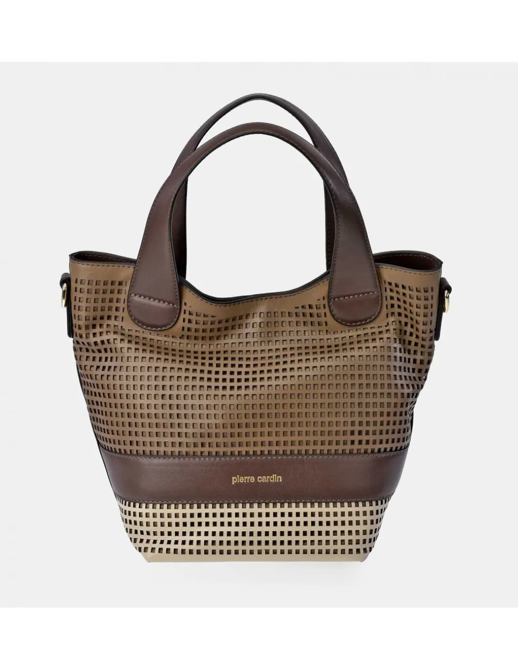 PIERRE CARDIN Bolso shopping con asas y bandolera para mujer en piel trenzado