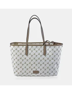 PIERRE CARDIN bolso shopping grande en lona estampada con cierre