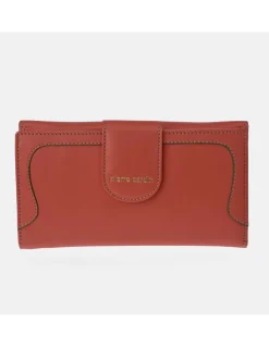 PIERRE CARDIN Monedero billetero con pespunte en piel para mujer