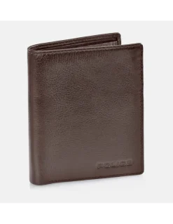 POLICE cartera clásica de piel para hombre con monedero interior