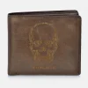 POLICE cartera de piel tipo americano con calavera para hombre con monedero