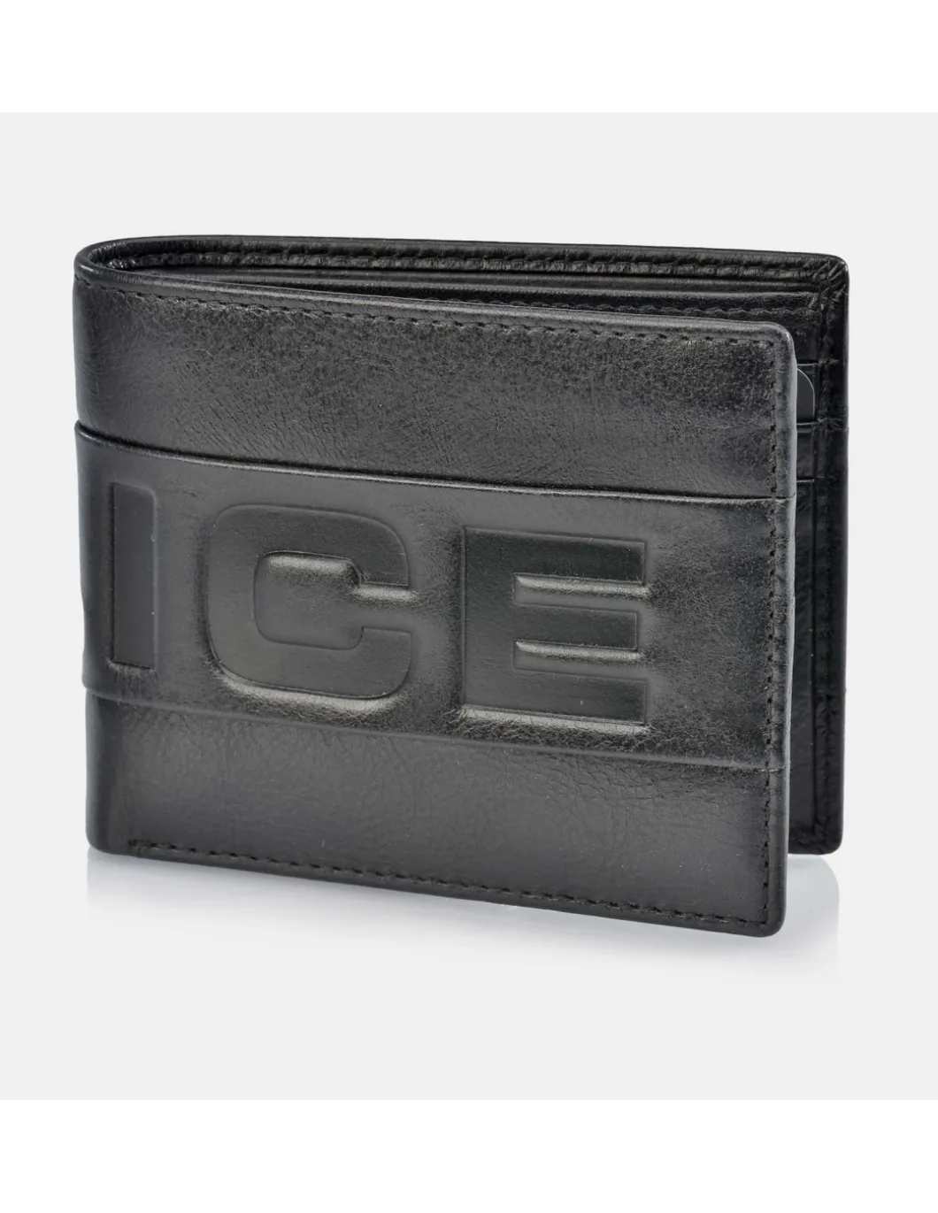 POLICE cartera de piel tipo americano para hombre logo grabado