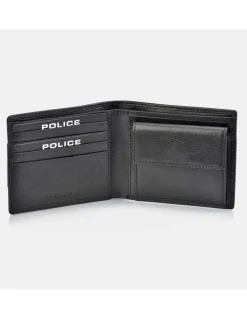POLICE cartera de piel vintage tipo americano para hombre con monedero interior