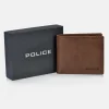 POLICE cartera tipo americano para hombre en piel lisa con monedero