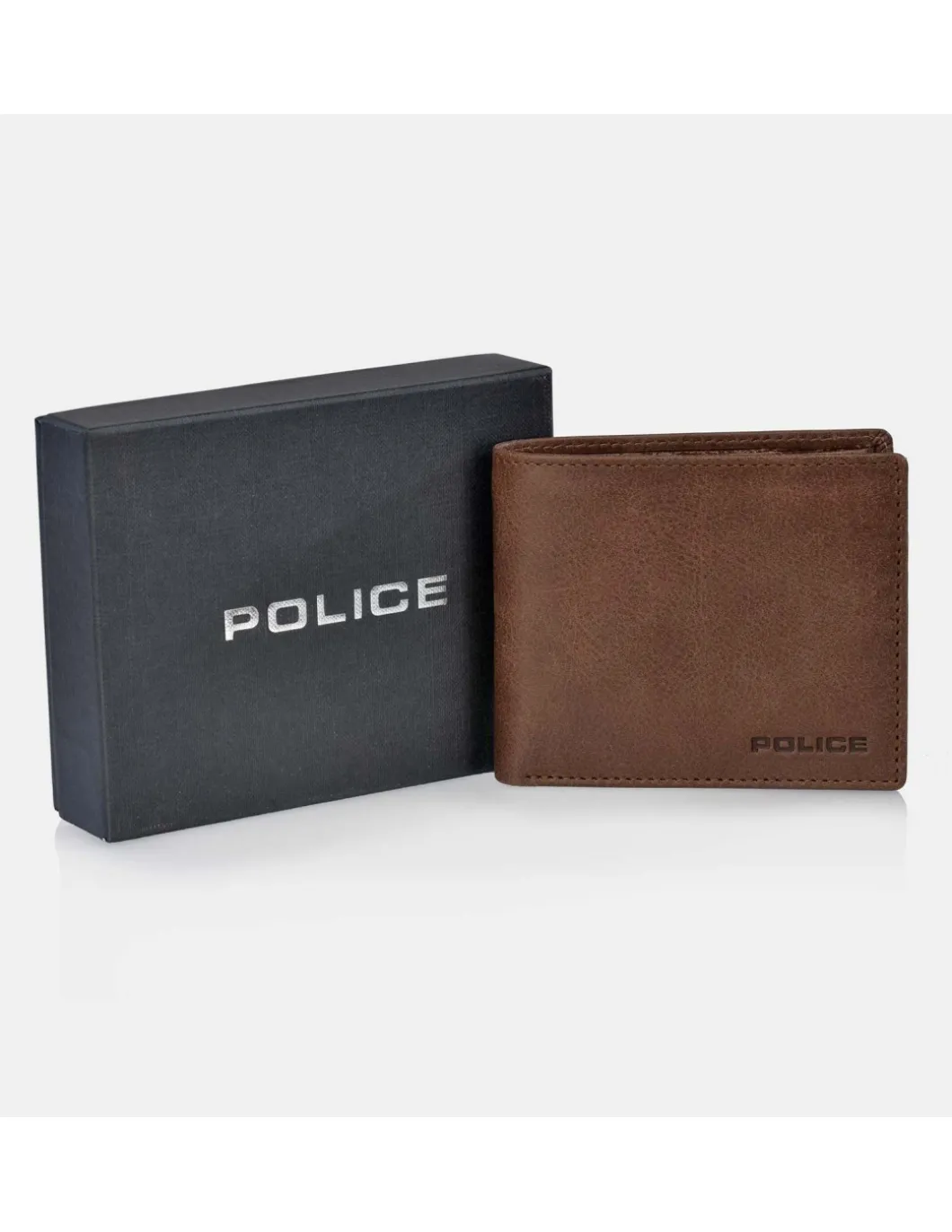 POLICE cartera tipo americano para hombre en piel lisa con monedero