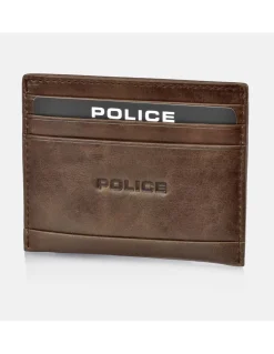 POLICE tarjetero plano grande de piel para hombre