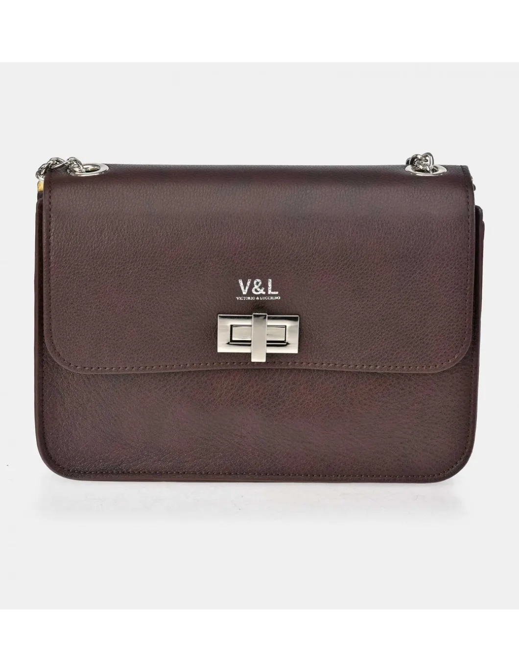 Victorio & Lucchino Bolso bandolera metálica con solapa para mujer piel grabado