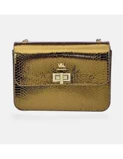 Victorio & Lucchino Bolso metalizado bandolera para mujer en piel grabada