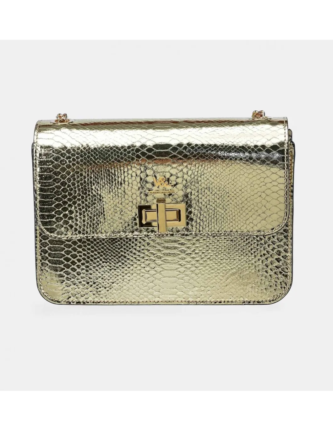 Victorio & Lucchino Bolso metalizado bandolera para mujer en piel grabada