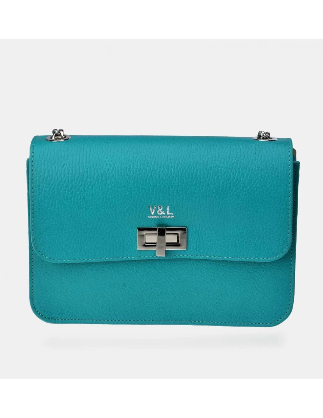 Victorio & Lucchino Bolso bandolera metálica con solapa para mujer piel grabado