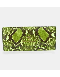 Victorio & Lucchino Monedero solapa grande mujer en piel animal print flúor