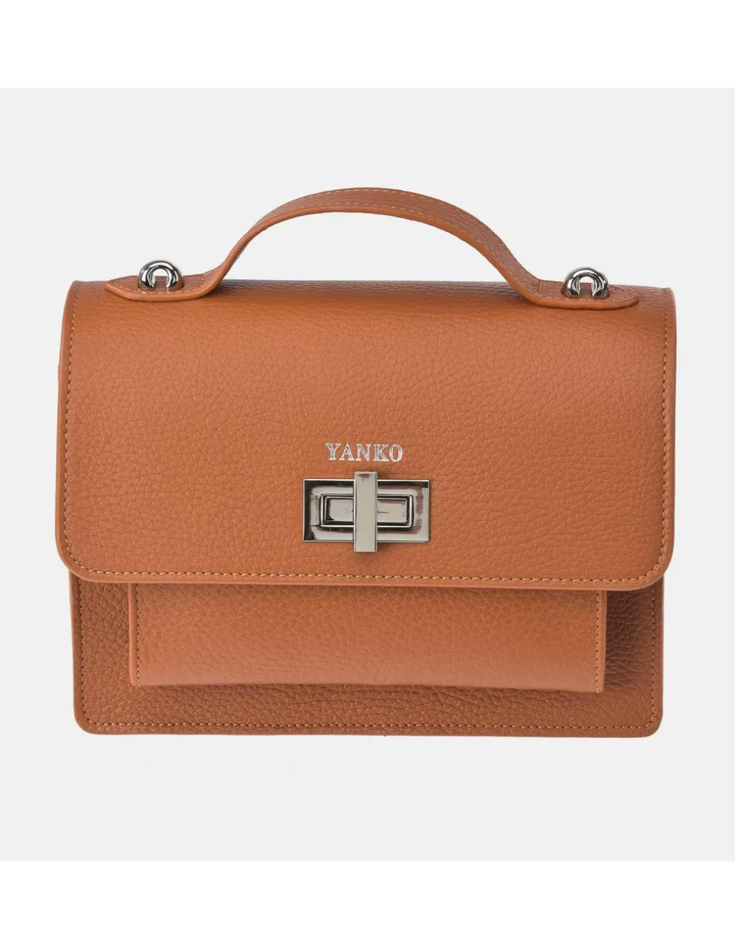 YANKO bolso bandolera con asa de mano y solapa para mujer en piel Grano