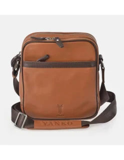 YANKO Bolso de cruzar con bandolera para hombre en piel con doble compartimento