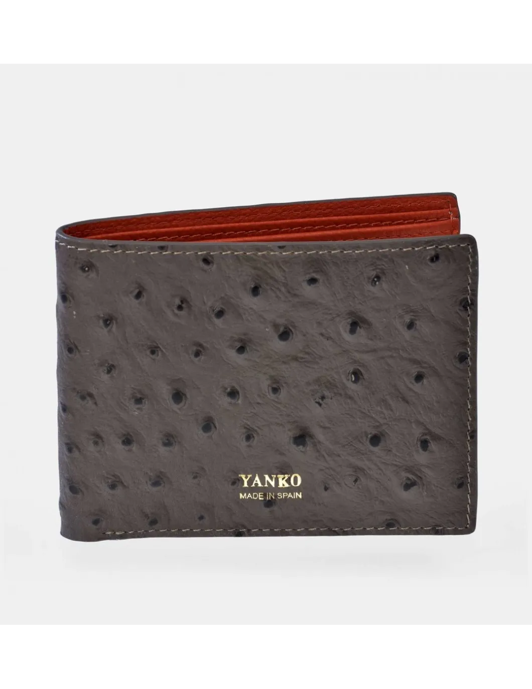 YANKO Cartera americano de piel para hombre grabado avestruz