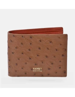 YANKO Cartera americano en piel para hombre grabado avestruz con monedero interior