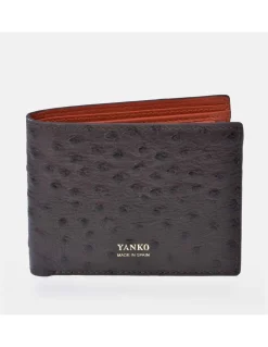 YANKO Cartera americano en piel para hombre grabado avestruz con monedero interior