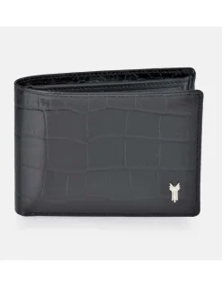 YANKO cartera de piel azul tipo americano con billetera y monedero para hombre
