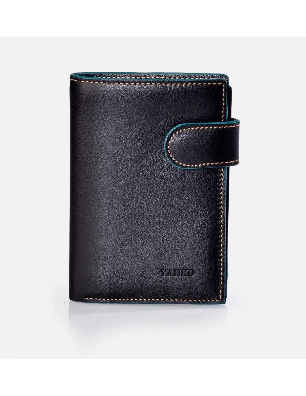 YANKO Cartera de piel colores con cierre y monedero para hombre