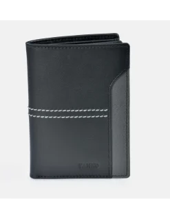 YANKO Cartera grande de piel para hombre con tarjetero y costuras