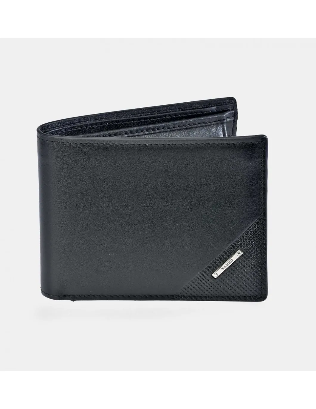 YANKO cartera tipo americano en piel para hombre con monedero interior y aplique