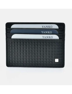 YANKO Tarjetero plano de piel grabado para hombre