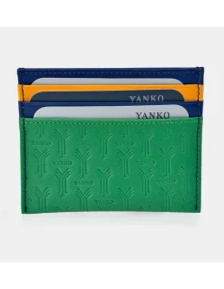 YANKO Tarjetero plano para hombre piel colores logo grabaden